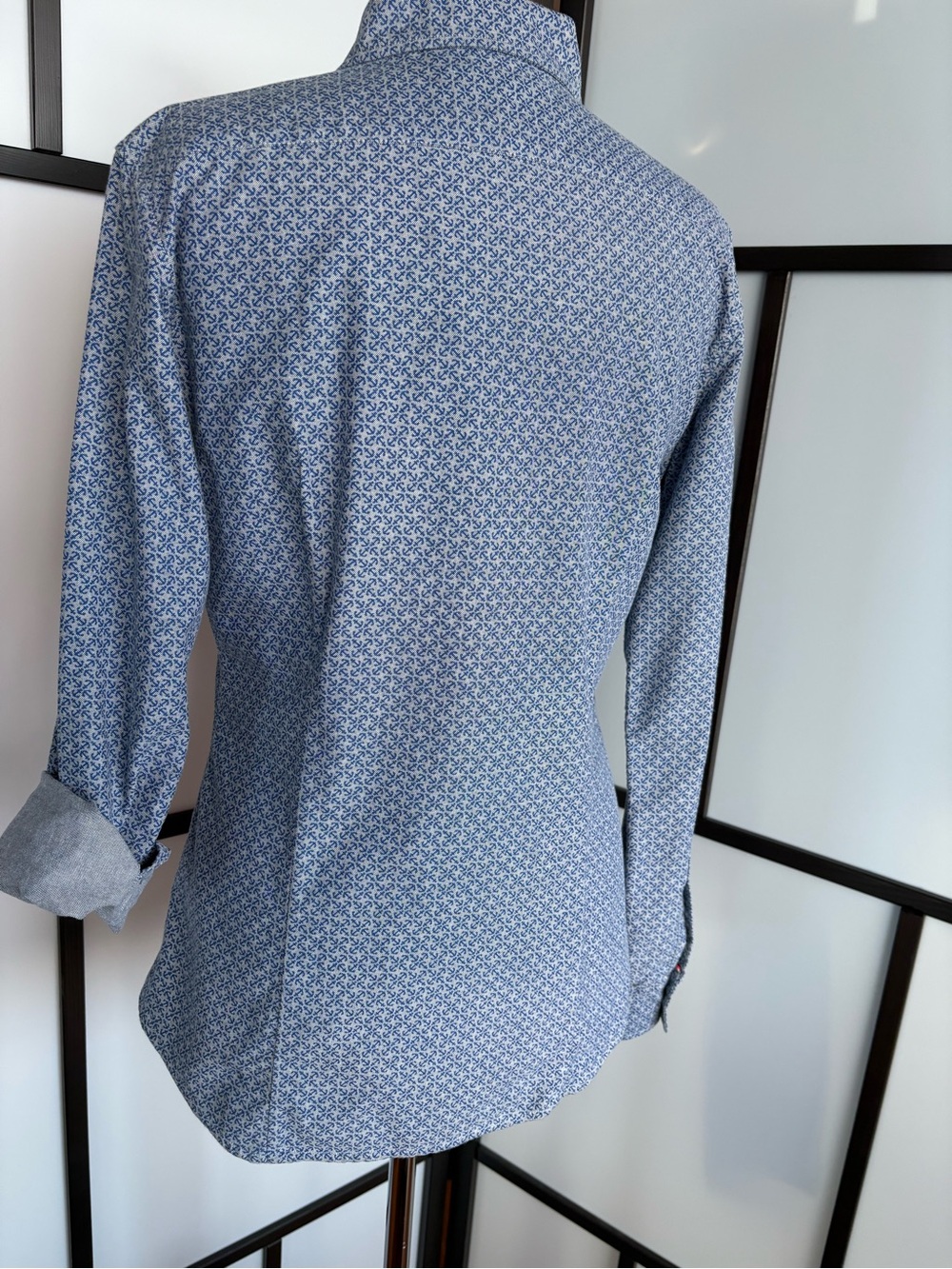 Banana Republic NWT Blue Print Oxford Shirt 100% Cotton Button Front Size M - Picture 3 of 12